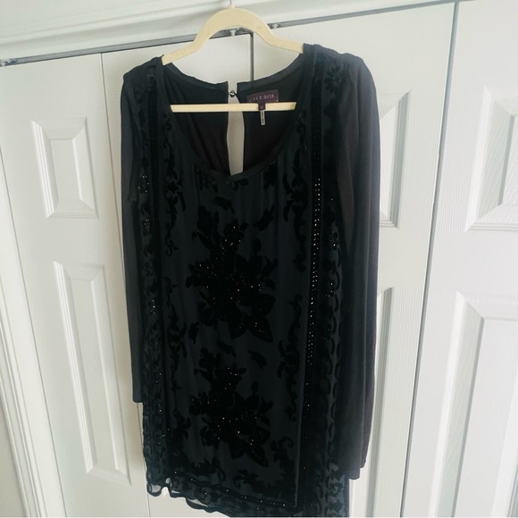Hale Bob Black Beaded like New Dress - Size Large - Picture 9 of 10